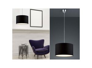 4017807288308 - Leuchten - Runde Pendelleuchte hotel mit Stoffschirm in Schwarz ø 40cm