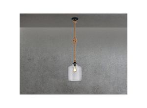 4017807292497 - Glasschirm Pendelleuchte JUDITH mit Seil und verknotetem Lampenkabel