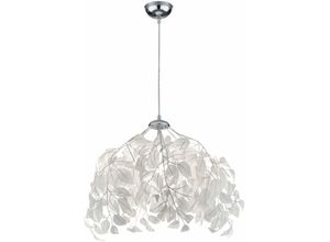 4017807301984 - Reality Leuchten - Pendellampe Hängeleuchte Deckenlampe Wohnzimmerleuchte Esszimmerlampe Metall Chrom weiß Blätter 1x E27 h 150 cm