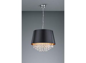 4017807354102 - Leuchten - Pendelleuchte loreley mit Stoffschirm in Schwarz innen Gold & Behang