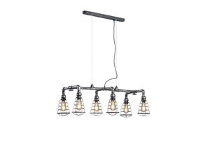 4017807356106 - Iperbriko - Aufhängung 6xE27 Industrial Antiqued Silver Gotham L102 cm Trio Lighting