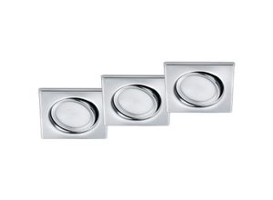 4017807376418 - Leuchten - Eckiger led Einbaustrahler Decke 3er Set Spot schwenkbar Chrom glänzend 5 Watt