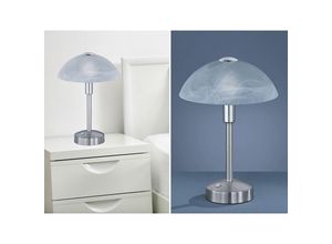 4017807385663 - Defibrico - Led Touch Woman Nickel Tischlampe und Alabasterglas Lampenschirm Trio Beleuchtung