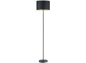 4017807392593 - Moderne Stehleuchte HOSTEL mit Lampenschirm Ø35cm aus Stoff in Schwarz & Gold