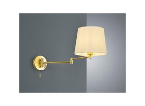4017807398571 - Leuchten - Schwenkbare Wandleuchte lyon mit Gelenkarm Messing & Stoffschirm Weiß