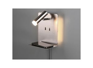 4017807399899 - Leuchten - Design led Wandleuchte element in Nickel matt mit usb Ladebuchse und Ablage