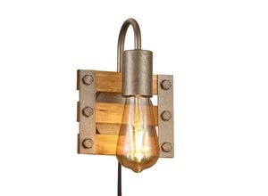 4017807442540 - - Vintage Wand Lampe Wohn Schlaf Zimmer Retro Beleuchtung Holz Leuchte eckig Design Strahler 205570167