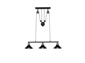 4017807475913 - Hängeleuchte Pendellampe Wohnzimmerleuchte Esszimmerlampe Küchenleuchte Deckenlampe Metall schwarz 3 Flammig E27 Höhenverstellbar H 150 cm