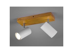 4017807487992 - Leuchten - Deckenstrahler marley Weiß mit Holz 2-flammig Spots schwenkbar