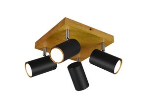 4017807488043 - Leuchten - Deckenstrahler marley in Schwarz mit Holz 4-flammig Spots schwenkbar 4017807488043 - Leuchten - Deckenstrahler marley in Schwarz mit Holz 4-flammig Spots schwenkbar