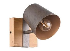 4017807502558 - Leuchten - Wandstrahler bell 1 flammig Silber antik & Gold mit Holz im Industrial Style