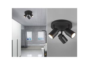 4017807508376 - Leuchten - Badezimmerlampe angelo Deckenstrahler 3 flammig rund schwenkbar Schwarz