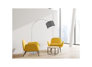 4017807508673 - Leuchten - Große Bogenleuchte hotel Stoff Lampenschirm Grau Höhe 150-215cm