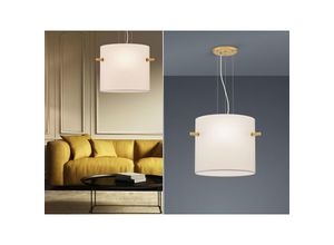 4017807510645 - Leuchten - Pendelleuchte camden Messing matt mit Stoff Lampenschirm Weiß ø 65cm