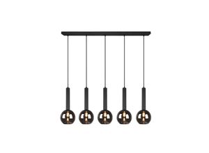 4017807522471 - Pendelleuchte clayton Industrial 5 flammig Rauchglas-Kugeln Breite 115cm