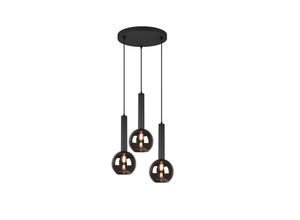 4017807522488 - Leuchten - Pendelleuchte clayton Industrial 3 flammig Rauchglas-Kugeln ø 45 cm