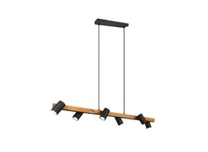 4017807523843 - Webmarketpoint - Wood Island Chandelier 6 einstellbare zylindrische schwarze Spots Marley Trio Lighting