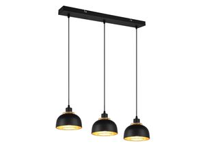 4017807537468 - Reality Leuchten - Balken Pendelleuchte punch Metall Schwarz Gold mit Drahtgeflecht b 68cm