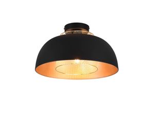 4017807537581 - Reality Leuchten - Deckenleuchte punch Metall Schwarz Gold mit Drahtgeflecht ø 35cm