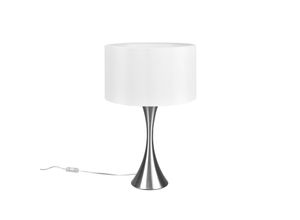 4017807539882 - Leuchten - Große Tischlampe sabia Silber matt mit Stoffschirm Weiß - Höhe 62cm 4017807539882 - Leuchten - Große Tischlampe sabia Silber matt mit Stoffschirm Weiß - Höhe 62cm