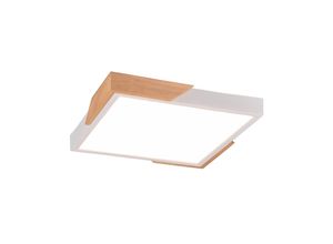 4017807541366 - Reality Leuchten - led Deckenleuchte meta eckig 31x31cm Weiß-Holzoptik 3 Stufen Dimmer