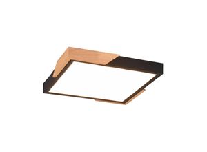 4017807541380 - Reality Leuchten - led Deckenleuchte meta eckig 31x31cm Schwarz-Holzoptik 3 Stufen Dimmer