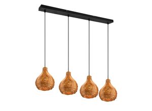 4017807541601 - Reality Leuchten - Balken Pendelleuchte sprout Rattan Geflecht Natur 4flammig Boho Stil 93cm