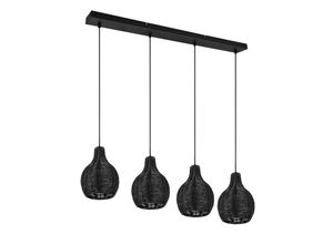 4017807541625 - Reality Leuchten - Balken Pendelleuchte sprout Rattan Geflecht Schwarz 4flammig Boho 93cm