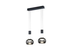 4017807542127 - Leuchten - led Pendelleuchte madison 2 flammig höhenverstellbar mit Chrom Rauchglas 52cm