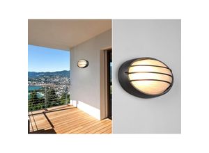 4017807543872 - Meinewunschleuchte - Außenwandleuchte tirso Schwarz Gitterlampe IP44 oval Breite 213cm