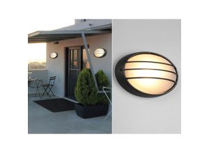 4017807543889 - Meinewunschleuchte - Außenwandleuchte tirso Schwarz Gitterlampe IP44 oval Breite 32cm