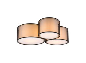 4017807544565 - Deckenlampe Deckenleuchte Wohnzimmerlampe 3 flammig Organza schwarz weiß L 65cm