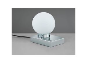 4017807551129 - Tischlampe DAVI II Glaskugel Weiß Sockel Silber - Touchfunktion Ø 12cm