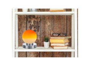 4017807551419 - Reality Leuchten - Tischleuchte prinz ii Glasschirm Orange Sockel Silber - Touchfunktion Ø12cm