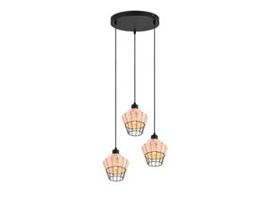 4017807556131 - Reality Leuchten - Pendelleuchte borka mit Rattan Geflecht Natur und Gitter im Boho Stil ø 41cm