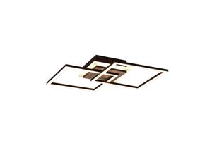 4017807562019 - Reality Leuchten - Flache led Deckenleuchte giro Schwarz Holz Optik Fernbedienung Breite 57cm