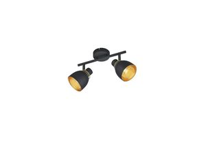 4017807567380 - Deckenstrahler punch 2-flammig Metall Schwarz Gold mit Drahtgeflecht Breite 28cm