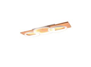 4017807572155 - Leuchten - led Deckenleuchte barca dimmbar Naturholz Metall Weiß Breite 97cm