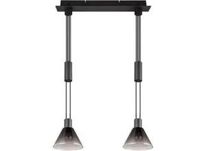 4017807574630 - Höhenverstellbare Pendelleuchte stanley 2-flammig mit Rauchglas Schirmen b 55cm