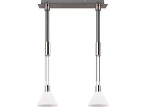 4017807574654 - Höhenverstellbare Pendelleuchte stanley 2-flammig mit Glasschirmen Weiß b 55cm