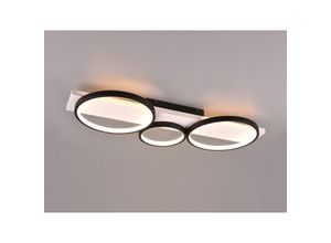 4017807588415 - Trio Leuchten - led Deckenleuchte medera dimmbar Metall Schwarz Holz Weiß Breite 80cm