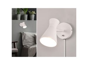4017807595147 - Retro Wandstrahler enzo mit Stecker und Schalter aus Metall Weiß Höhe 16cm 4017807595147 - Retro Wandstrahler enzo mit Stecker und Schalter aus Metall Weiß Höhe 16cm