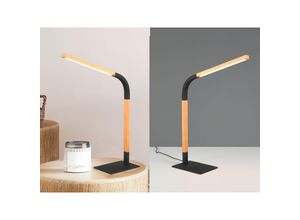 4017807599992 - Leuchten - led Schreibtischleuchte norris Schwarz mit Holz Höhe 42cm