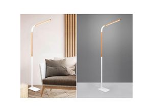 4017807600025 - Leuchten - led Stehleuchte norris Weiß mit Holzelementen Höhe 140cm