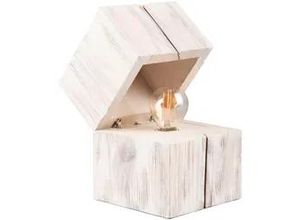 4017807600070 - Leuchten - Aufklappbare led Tischleuchte treasure aus Holz Weiß Höhe 16cm