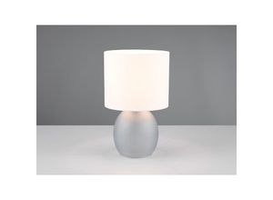 4017807601091 - Leuchten - Tischleuchte vela mit Glasfuß Grau und Stoffschirm Weiß Höhe 29cm
