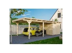 4018211022427 - SKAN HOLZ Carport Emsland 404 x 846 cm mit Aluminiumdach mit Abstellraum