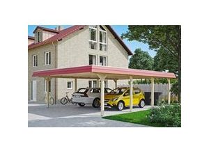 4018211024520 - SKAN HOLZ Carport Wendland 630 x 879 cm mit Aluminiumdach rote Blende