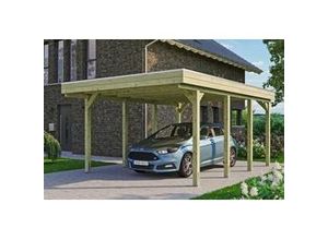 4018211026500 - Carport Friesland 397 x 555 cm + Aluminiumdachplatten aus Holz in Grün Unterstand Überdachung - Grün - Alpholz