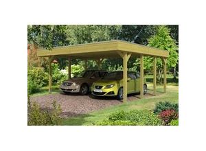 4018211026562 - Doppelcarport Friesland 557 x 555 cm + Aluminiumdachplatten Carport aus Holz in Grün Unterstand Überdachung - Grün - Alpholz